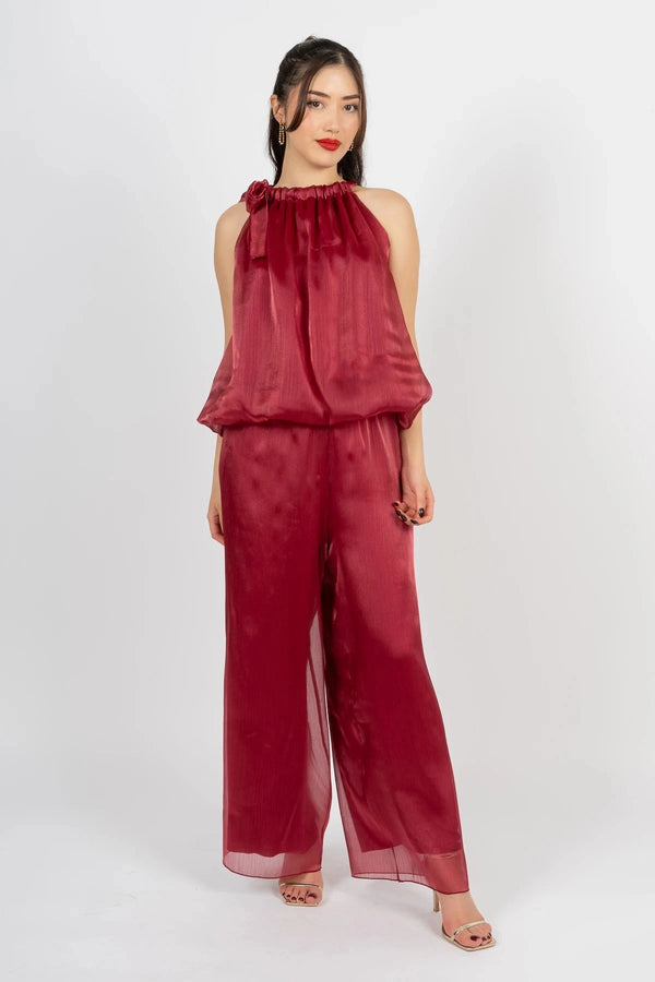 Carraig Donn Burgundy Organza Halter Top