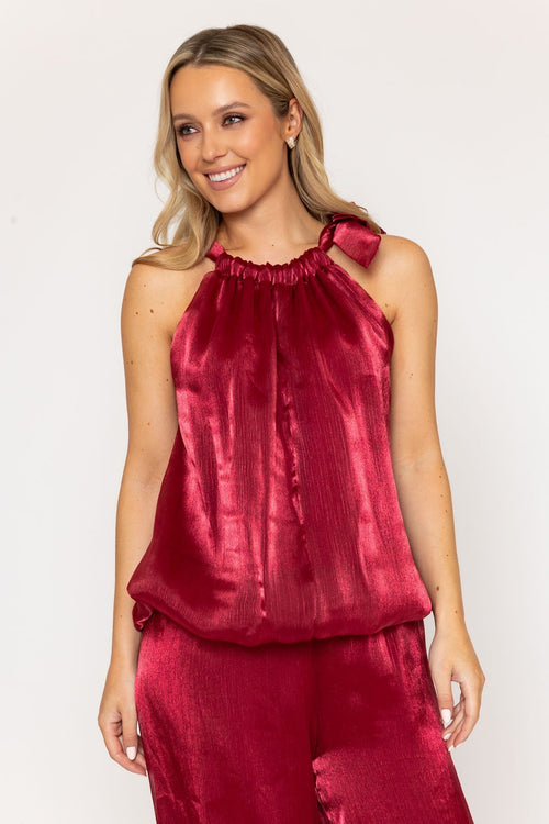 Burgundy Organza Halter Top