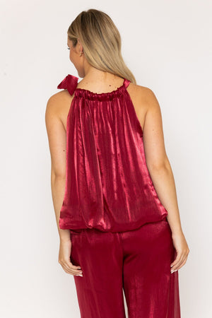 Carraig Donn Burgundy Organza Halter Top