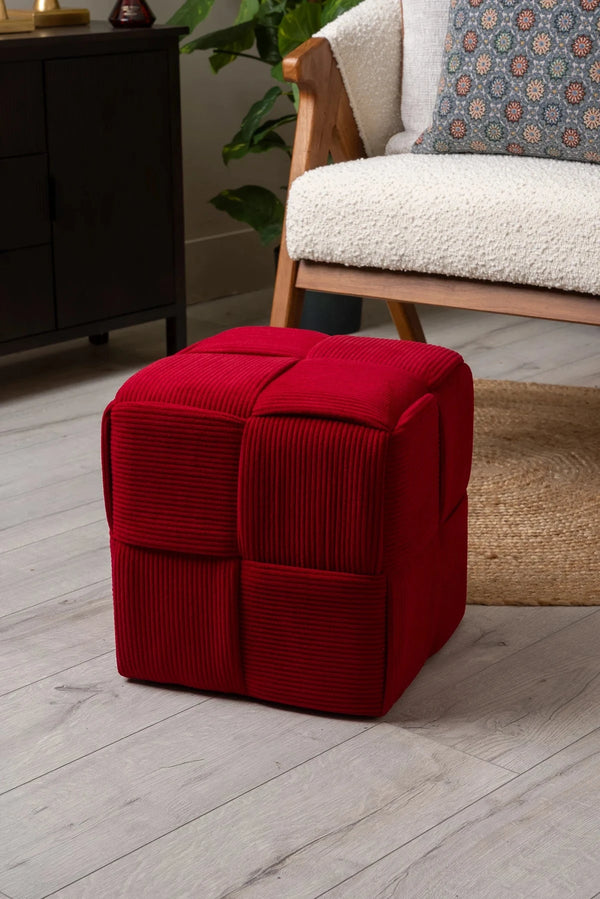 Carraig Donn Burgundy Rubix Corduroy Stool
