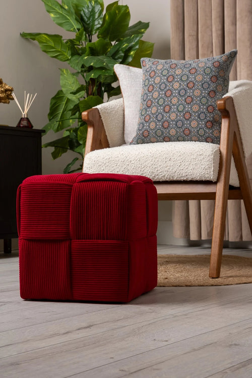 Burgundy Rubix Corduroy Stool