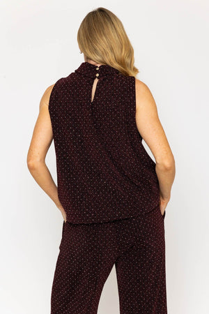 Carraig Donn Burgundy Stud Lurex Halter Top