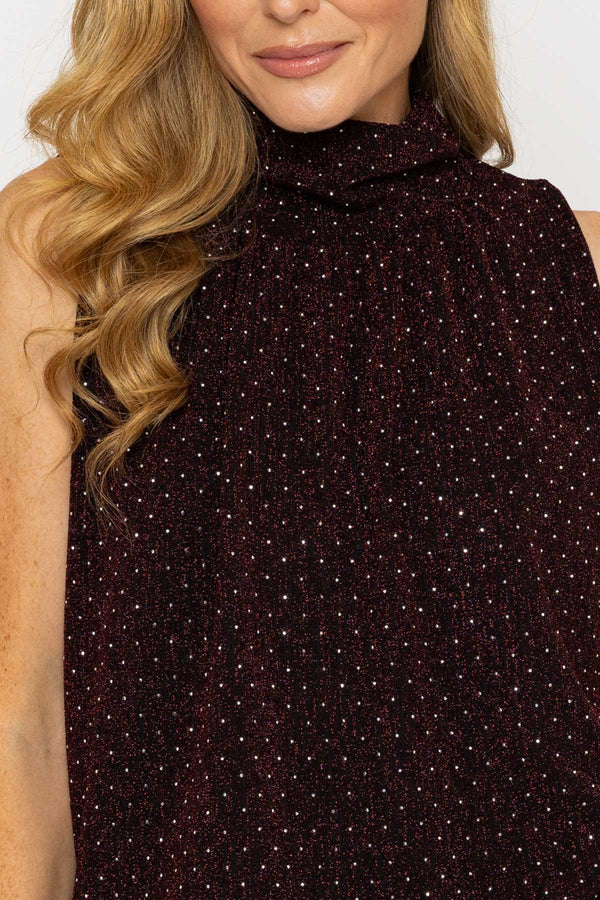 Carraig Donn Burgundy Stud Lurex Halter Top