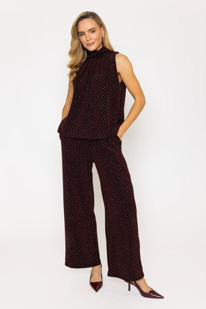 Carraig Donn Burgundy Stud Lurex Halter Top