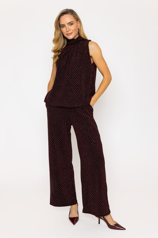 Carraig Donn Burgundy Stud Lurex Halter Top