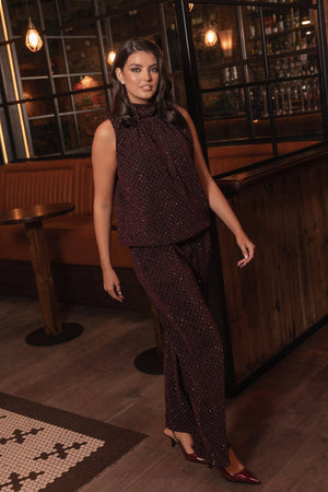 Carraig Donn Burgundy Stud Lurex Trousers