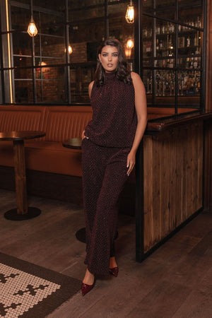 Carraig Donn Burgundy Stud Lurex Trousers