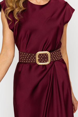 Carraig Donn Burgundy Studded Elasticated Belt