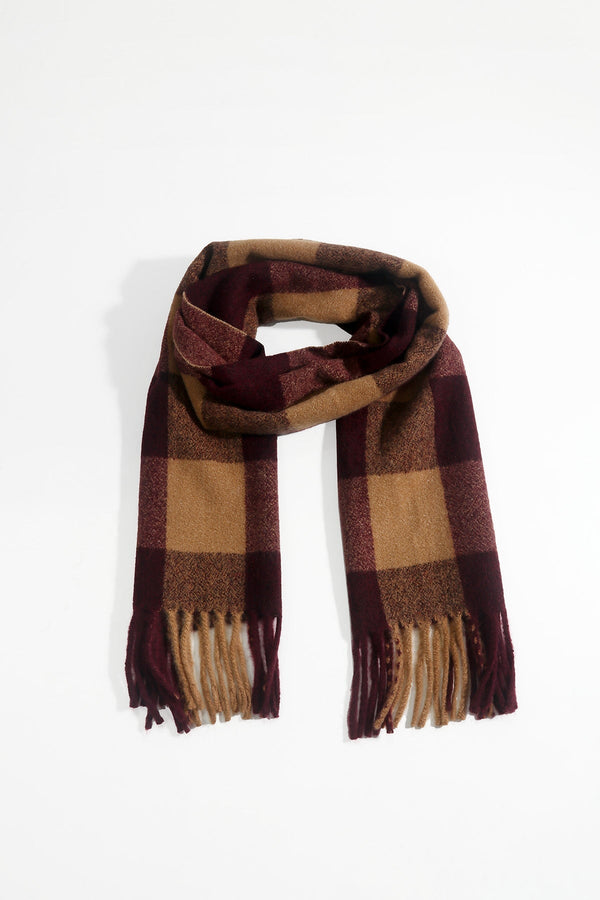 Burgundy Brown Check Scarf Ladies Scarves Carraig Donn - Main Image