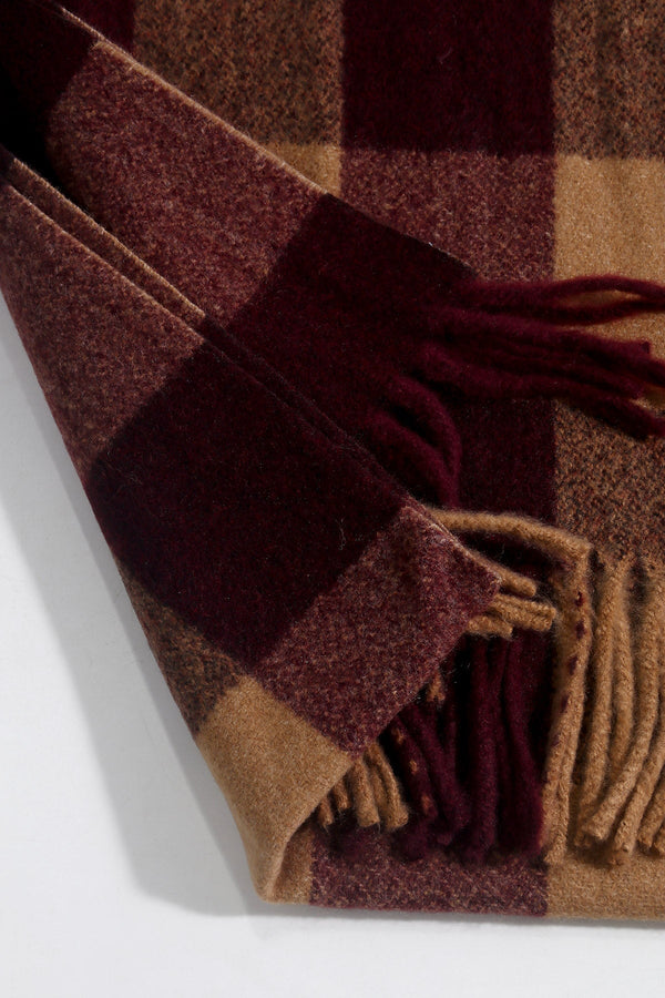 Burgundy Brown Check Scarf Ladies Scarves Carraig Donn - Main Image