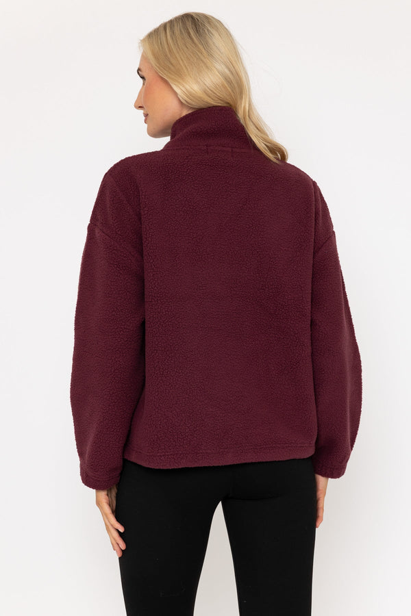 Carraig Donn Burgundy Teddy Fleece With Contrast Zip