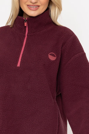 Carraig Donn Burgundy Teddy Fleece With Contrast Zip