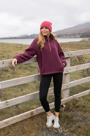 Carraig Donn Burgundy Teddy Fleece With Contrast Zip