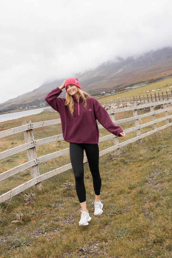 Carraig Donn Burgundy Teddy Fleece With Contrast Zip
