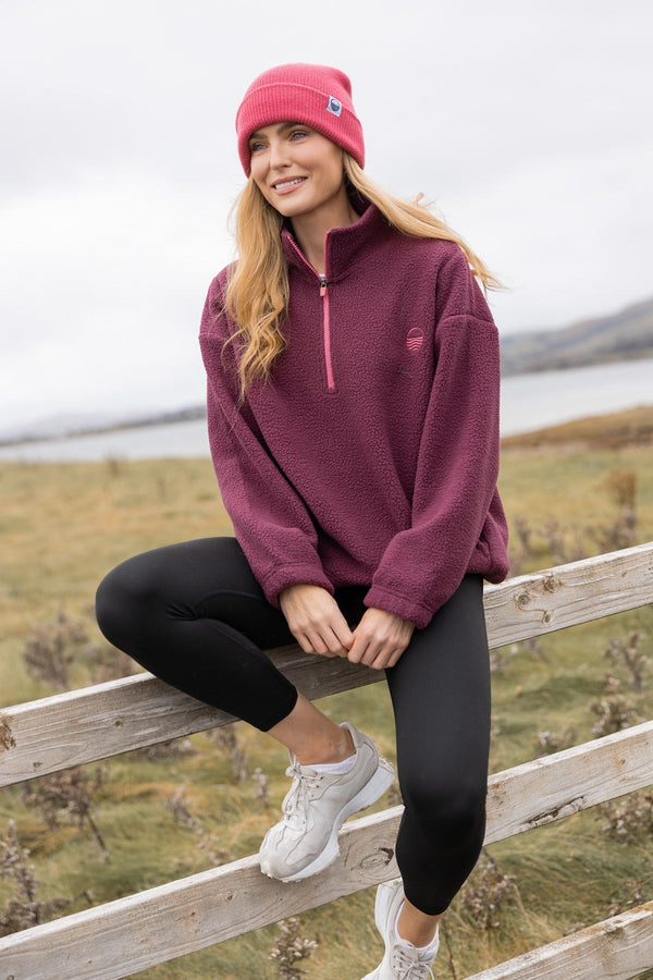 Carraig Donn Burgundy Teddy Fleece With Contrast Zip