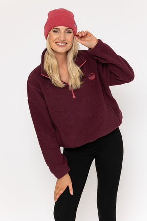 Carraig Donn Burgundy Teddy Fleece With Contrast Zip
