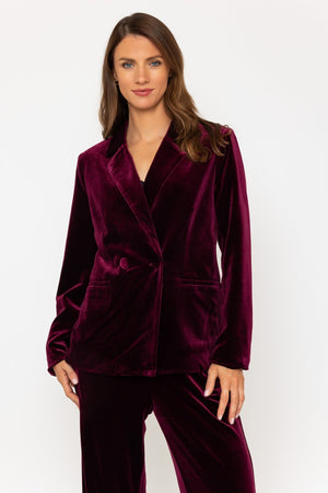 Carraig Donn Burgundy Velvet Double-Breasted Blazer