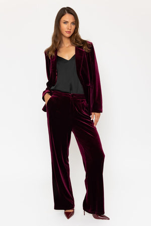 Carraig Donn Burgundy Velvet Double-Breasted Blazer