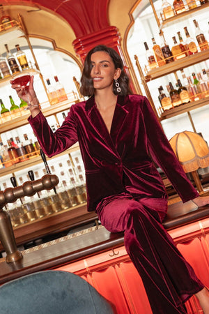 Carraig Donn Burgundy Velvet Trousers