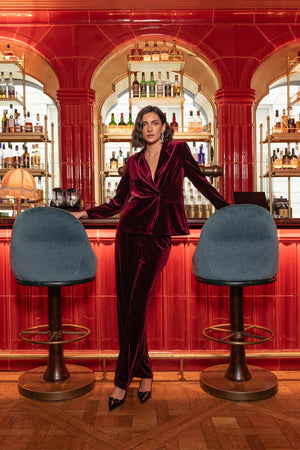 Carraig Donn Burgundy Velvet Trousers