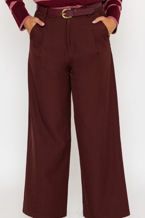 Carraig Donn Burgundy Wide Leg Tailored Trousers