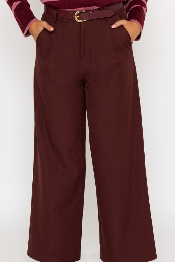 Carraig Donn Burgundy Wide Leg Tailored Trousers