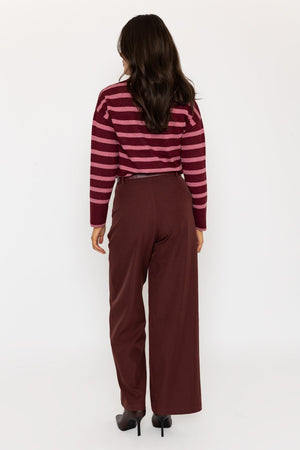 Carraig Donn Burgundy Wide Leg Tailored Trousers