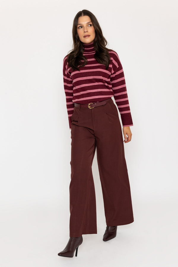 Carraig Donn Burgundy Wide Leg Tailored Trousers