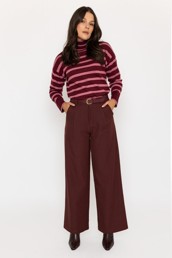 Carraig Donn Burgundy Wide Leg Tailored Trousers