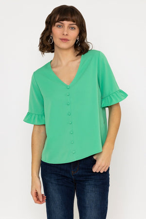 Button Blouse in Green