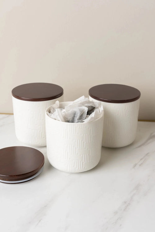 Cable Knit Set of 3 Canisters