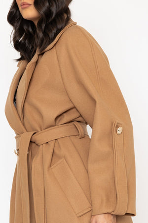 Carraig Donn Camel Long Belted Coat
