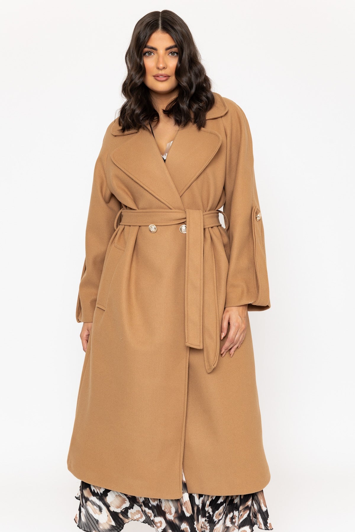 Camel Long Belted Coat
