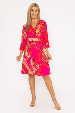 Carraig Donn Carly Knee Length Dress in Pink Print