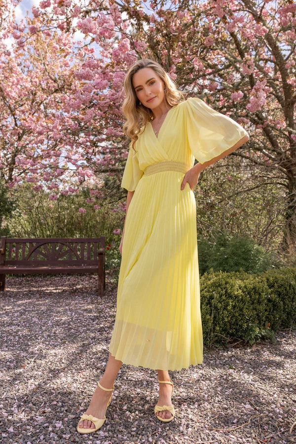 yellow ladies dress Carmen Midi Dress in Yellow | Ladies Fashion