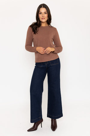 Carraig Donn Cashmilon Jumper in Mocha Brown