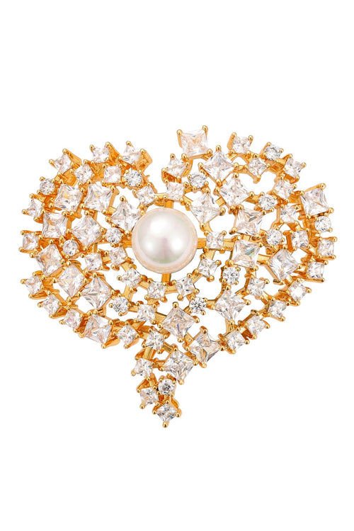 Céleste Pearl & Crystal Brooch