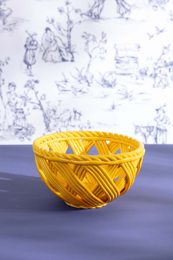 Carraig Donn Ceramic Weaved Bowl Yellow