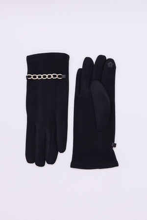 Chain Detail Glove in Black