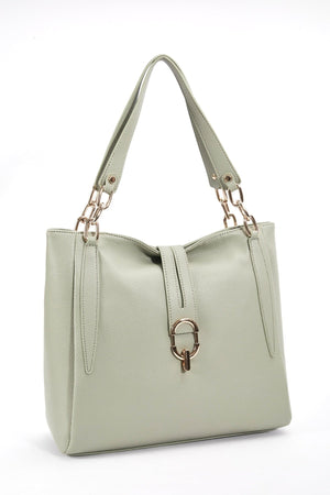 Chain Detail Tote in Sage Green