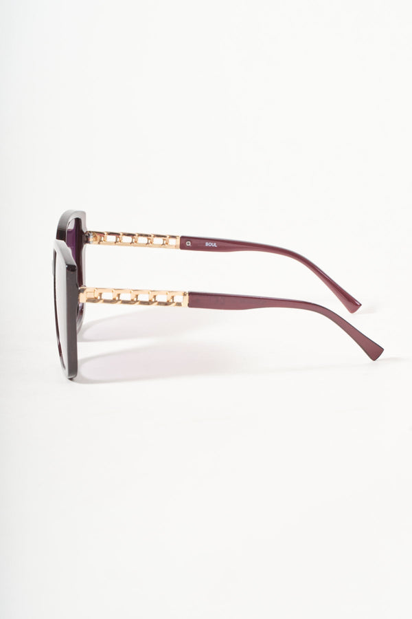 Carraig Donn Chain Link Burgundy Square Sunglasses