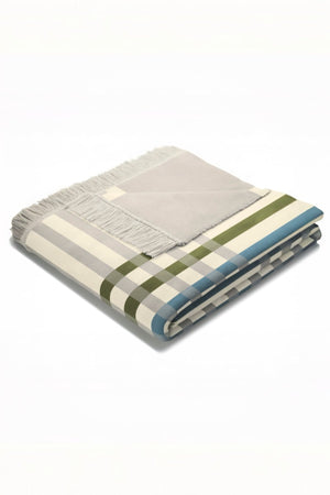 Carraig Donn Check Green Blacket With Fringes 140X180Cm