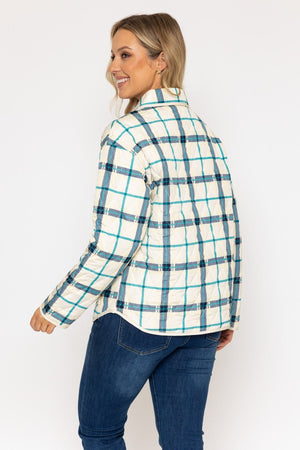 Carraig Donn Checked Quilted Jacket in Cream