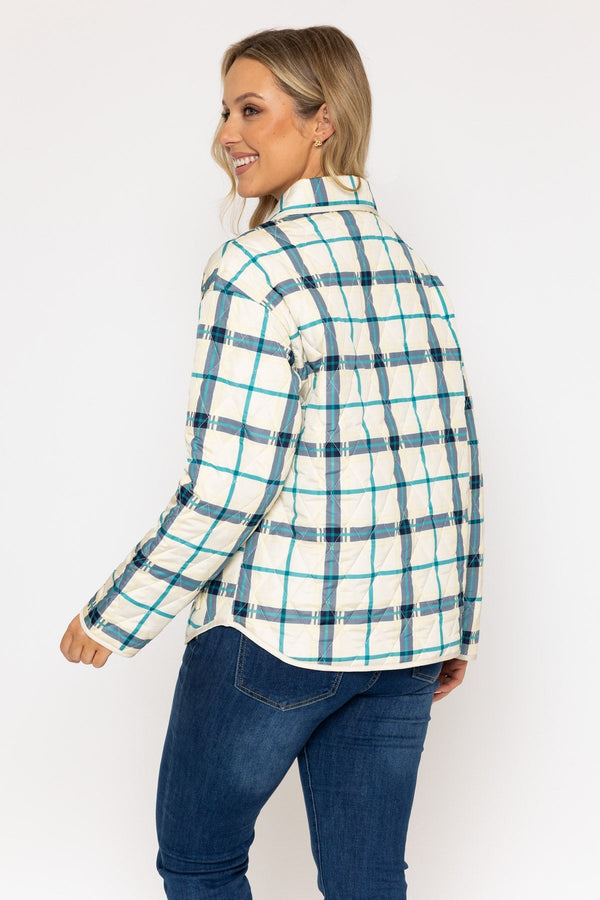 Carraig Donn Checked Quilted Jacket in Cream