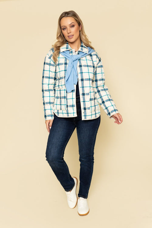 Carraig Donn Checked Quilted Jacket in Cream