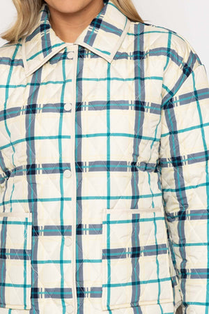 Carraig Donn Checked Quilted Jacket in Cream