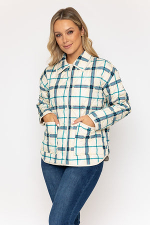 Carraig Donn Checked Quilted Jacket in Cream