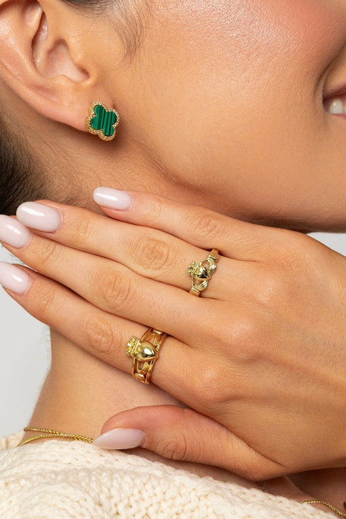 Chunky Gold Claddagh Ring - Size 8