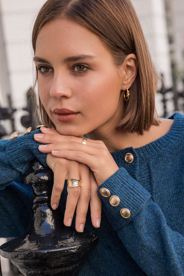 Carraig Donn Chunky Gold Open Ring - Size 8