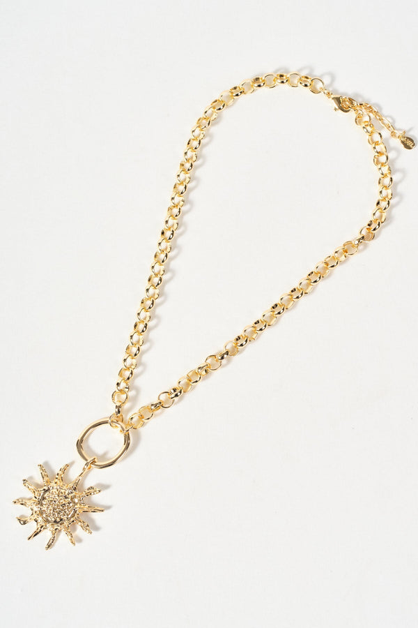 Carraig Donn Chunky Gold Sun Necklace